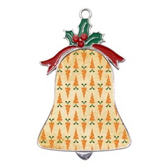 Patter-carrot-pattern-carrot-print Metal Holly Leaf Bell Ornament