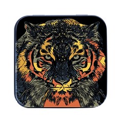 Tiger-predator-abstract-feline Square Metal Box (black)