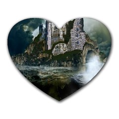 Sea-island-castle-landscape Heart Mousepad by Cowasu