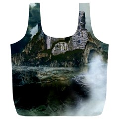 Sea-island-castle-landscape Full Print Recycle Bag (xxl) by Cowasu