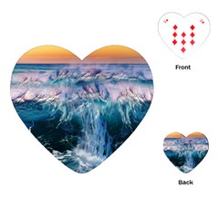 Sea-waves-ocean-water-beach-surf Playing Cards Single Design (heart) by Cowasu