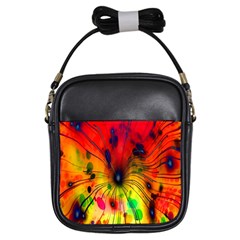 Color-background-structure-lines Girls Sling Bag by Cowasu