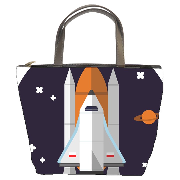 Rocket-space-universe-spaceship Bucket Bag