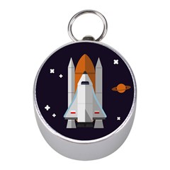 Rocket-space-universe-spaceship Mini Silver Compasses by Cowasu