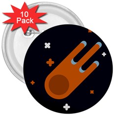 Meteor-meteorite-space-comet 3  Buttons (10 Pack)  by Cowasu