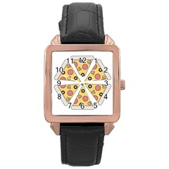 Pizza-slice-food-italian Rose Gold Leather Watch 