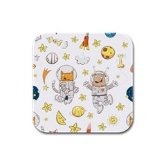 Astronaut-dog-cat-clip-art-kitten Rubber Square Coaster (4 Pack) by Sarkoni