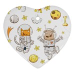 Astronaut-dog-cat-clip-art-kitten Heart Ornament (Two Sides) Back