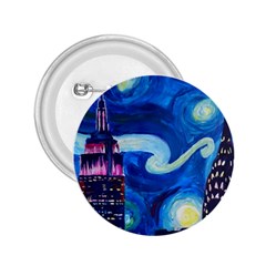 Starry Night In New York Van Gogh Manhattan Chrysler Building And Empire State Building 2 25  Buttons by Sarkoni