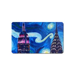 Starry Night In New York Van Gogh Manhattan Chrysler Building And Empire State Building Magnet (name Card) by Sarkoni