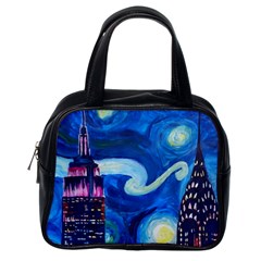 Starry Night In New York Van Gogh Manhattan Chrysler Building And Empire State Building Classic Handbag (one Side)