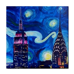 Starry Night In New York Van Gogh Manhattan Chrysler Building And Empire State Building Face Towel