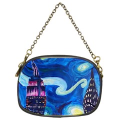 Starry Night In New York Van Gogh Manhattan Chrysler Building And Empire State Building Chain Purse (two Sides)