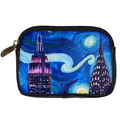 Starry Night In New York Van Gogh Manhattan Chrysler Building And Empire State Building Digital Camera Leather Case