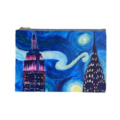 Starry Night In New York Van Gogh Manhattan Chrysler Building And Empire State Building Cosmetic Bag (large)