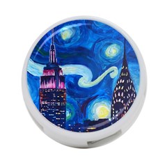 Starry Night In New York Van Gogh Manhattan Chrysler Building And Empire State Building 4-port Usb Hub (one Side)