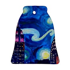 Starry Night In New York Van Gogh Manhattan Chrysler Building And Empire State Building Ornament (bell)