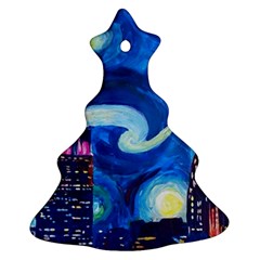 Starry Night In New York Van Gogh Manhattan Chrysler Building And Empire State Building Christmas Tree Ornament (two Sides)