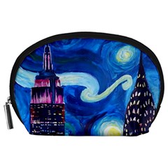 Starry Night In New York Van Gogh Manhattan Chrysler Building And Empire State Building Accessory Pouch (large)