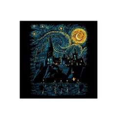 Castle Starry Night Van Gogh Parody Satin Bandana Scarf 22  X 22  by Sarkoni