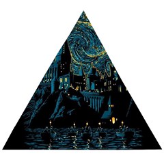 Castle Starry Night Van Gogh Parody Wooden Puzzle Triangle by Sarkoni