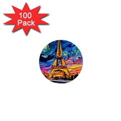 Eiffel Tower Starry Night Print Van Gogh 1  Mini Buttons (100 Pack)  by Sarkoni