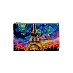 Eiffel Tower Starry Night Print Van Gogh Cosmetic Bag (small)