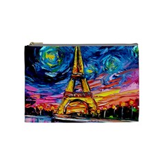 Eiffel Tower Starry Night Print Van Gogh Cosmetic Bag (medium)