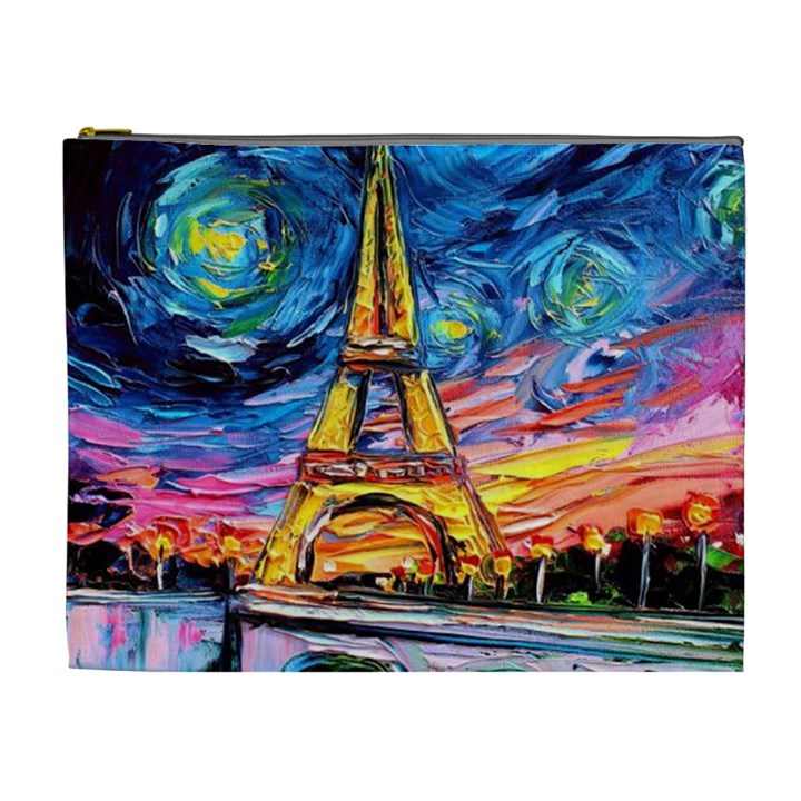 Eiffel Tower Starry Night Print Van Gogh Cosmetic Bag (XL)