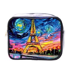 Eiffel Tower Starry Night Print Van Gogh Mini Toiletries Bag (one Side)