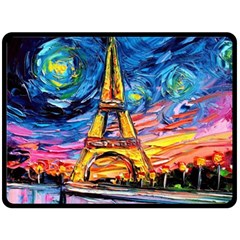 Eiffel Tower Starry Night Print Van Gogh Fleece Blanket (large) by Sarkoni