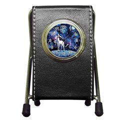 Unicorn Starry Night Print Van Gogh Pen Holder Desk Clock