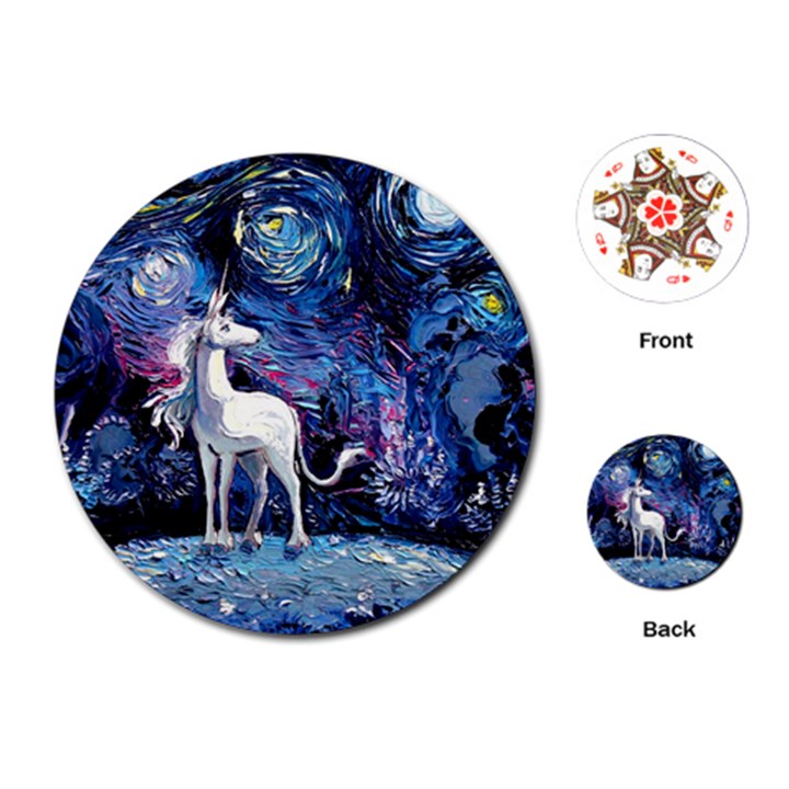 Unicorn Starry Night Print Van Gogh Playing Cards Single Design (Round)