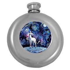 Unicorn Starry Night Print Van Gogh Round Hip Flask (5 Oz)