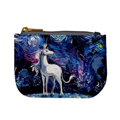 Unicorn Starry Night Print Van Gogh Mini Coin Purse