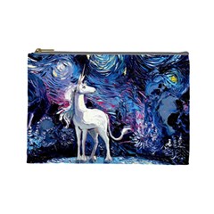 Unicorn Starry Night Print Van Gogh Cosmetic Bag (large)