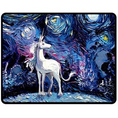 Unicorn Starry Night Print Van Gogh Fleece Blanket (medium)