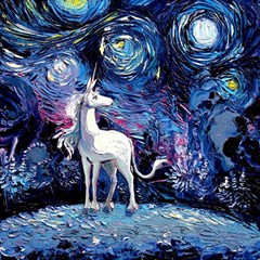 Unicorn Starry Night Print Van Gogh Play Mat (square) by Sarkoni