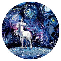 Unicorn Starry Night Print Van Gogh Round Trivet by Sarkoni