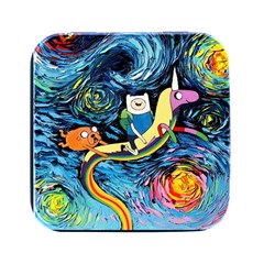 Cartoon Parody  Art Starry Night Van Gogh Square Metal Box (black) by Sarkoni