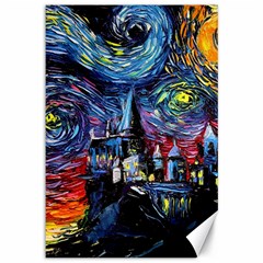 Castle Starry Night Print Van Gogh Parody Canvas 12  X 18  by Sarkoni