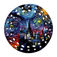 Castle Starry Night Print Van Gogh Parody Ornament (round Filigree)