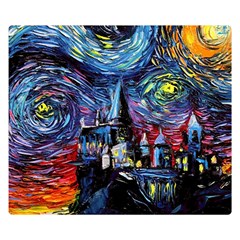 Castle Starry Night Print Van Gogh Parody Two Sides Premium Plush Fleece Blanket (small)