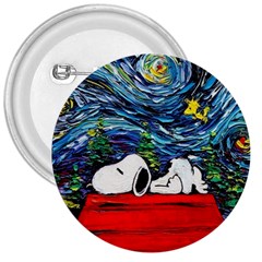 Dog Cartoon Vincent Van Gogh s Starry Night Parody 3  Buttons by Sarkoni