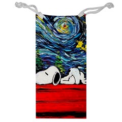 Dog Cartoon Vincent Van Gogh s Starry Night Parody Jewelry Bag