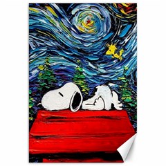 Dog Cartoon Vincent Van Gogh s Starry Night Parody Canvas 20  X 30  by Sarkoni