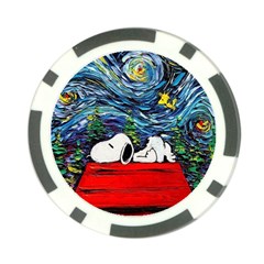 Dog Cartoon Vincent Van Gogh s Starry Night Parody Poker Chip Card Guard