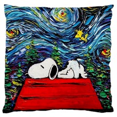 Dog Cartoon Vincent Van Gogh s Starry Night Parody Large Cushion Case (one Side)