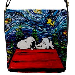 Dog Cartoon Vincent Van Gogh s Starry Night Parody Flap Closure Messenger Bag (s)