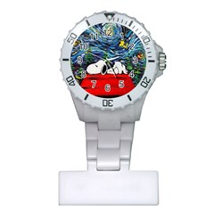 Dog Cartoon Vincent Van Gogh s Starry Night Parody Plastic Nurses Watch by Sarkoni